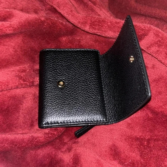 Tory Burch Trifold Compact Wallet in Black Pebbled Leather - Picture 7 of 16